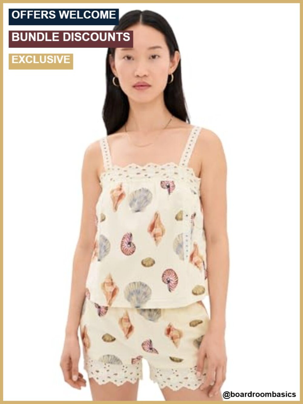 Sleeveless Square Neck Blouse with Floral Eyelet Lace Trim